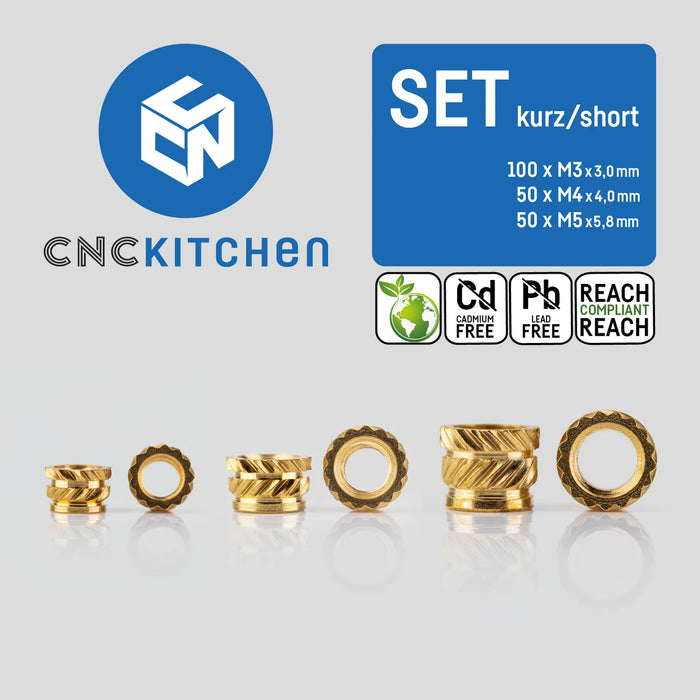 Lot de 200 inserts courts CNC Kitchen pour impression 3D