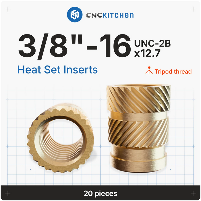 20 inserts 3/8”-16 x 12.7 CNCKitchen - Spécial trépied