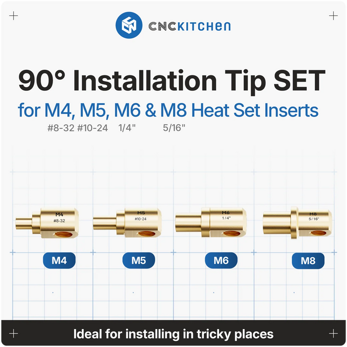 Adaptateurs Installation 90° pour inserts, M4, M5, M6, M8 - CNC Kitchen