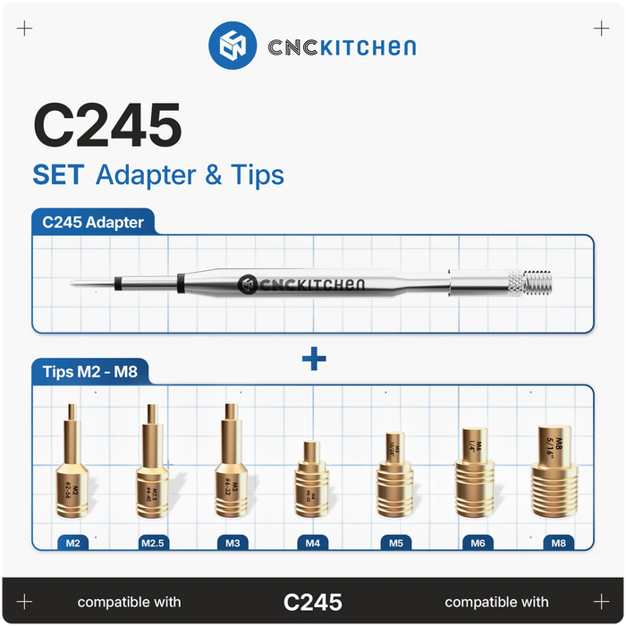 Pack Embouts + Adaptateur pour insert M2-M8 Compatible C245