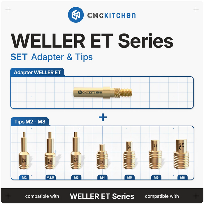 Pack Adaptateur + Embouts pour insert M2-M8 Compatible Weller ET Series V2