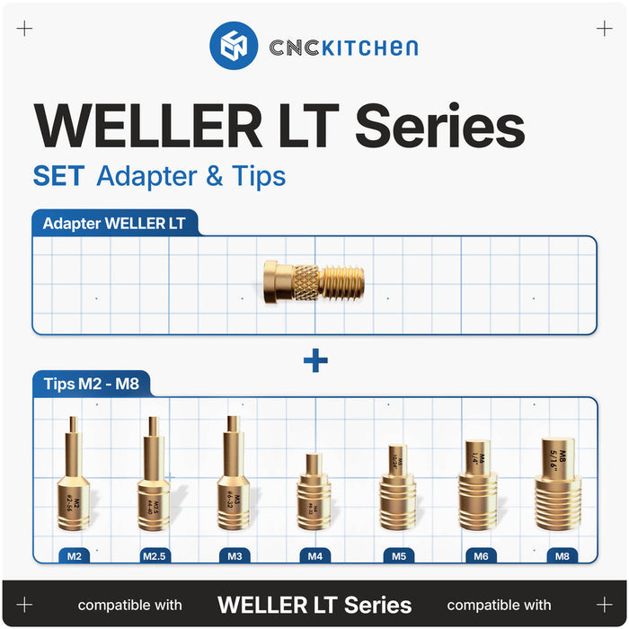 Pack Embouts + Adaptateur pour insert M2-M8 Compatible Weller LT Series V2