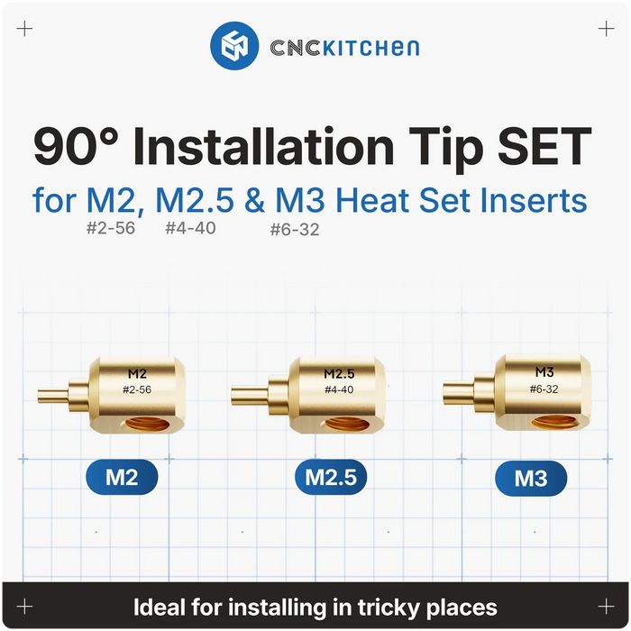 Adaptateurs Installation 90° pour inserts M2, M2.5, M3 - CNC Kitchen