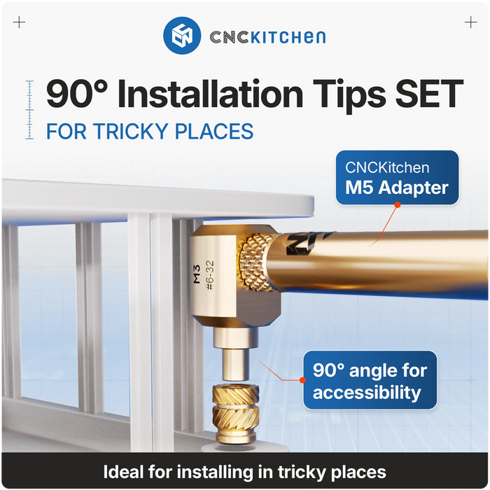 Adaptateurs Installation 90° pour inserts M2, M2.5, M3 - CNC Kitchen