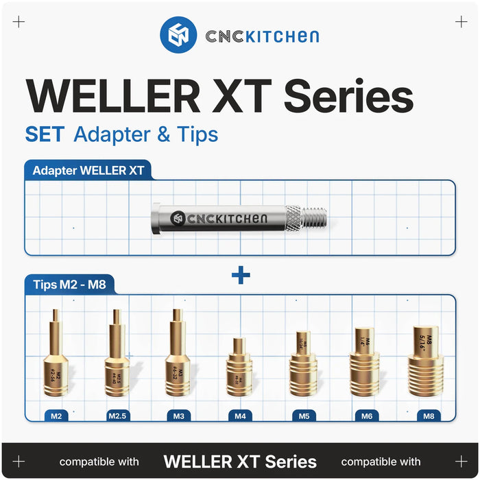 Pack Compatible Weller XT : Embouts + Adaptateur  pour insert M2-M8 - V2