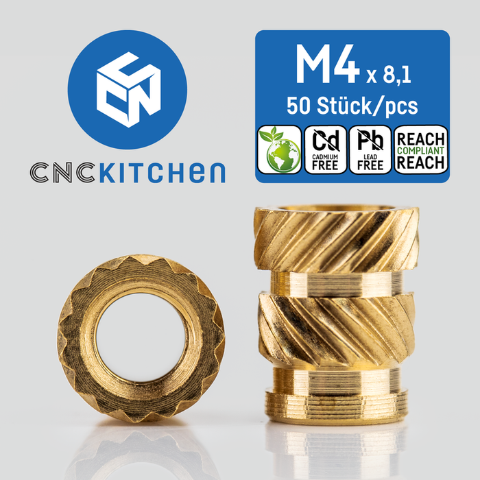 Lot 50 inserts M4x8.1 mm CNC Kitchen pour impression 3D