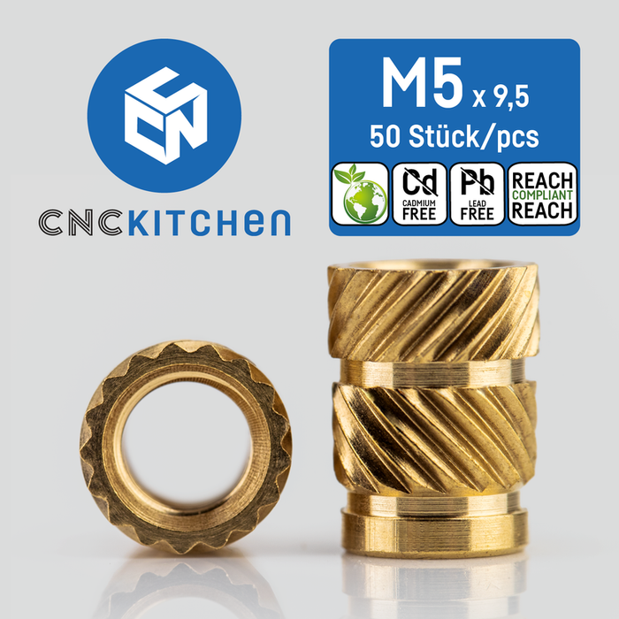 Lot 50 inserts M5x9.5 mm CNC Kitchen pour impression 3D