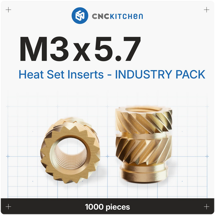 Lot 1000 inserts M3x5.7 mm CNC Kitchen "Industry Pack"