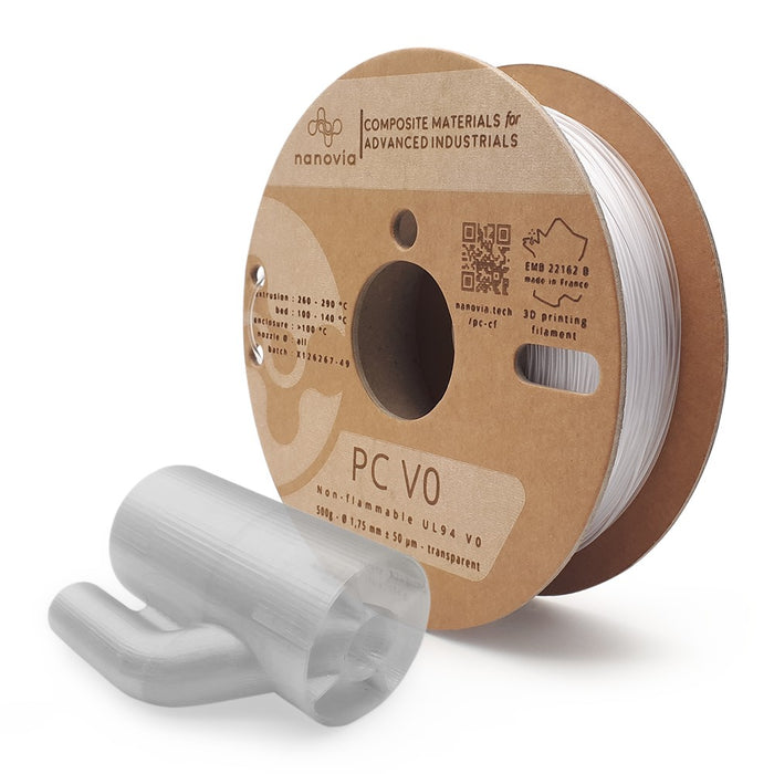 Filament PC V0 NANOVIA Naturel 1,75 mm - 500 g