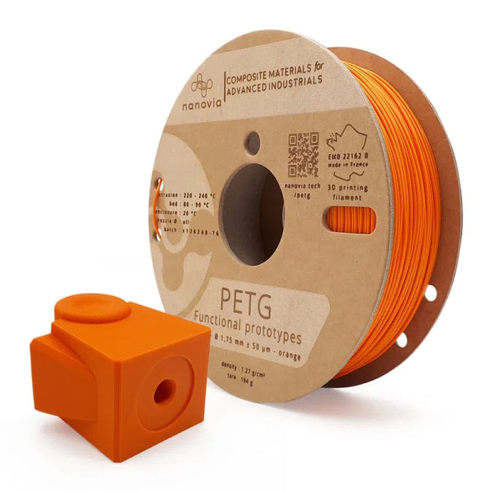 Filament PETG Nanovia Orange - 1.75mm 750g extrudé en France