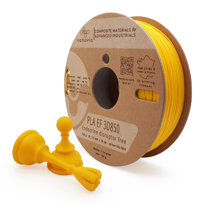 Fil PLA EF 3D850 1,75 mm Jaune 750g Nanovia