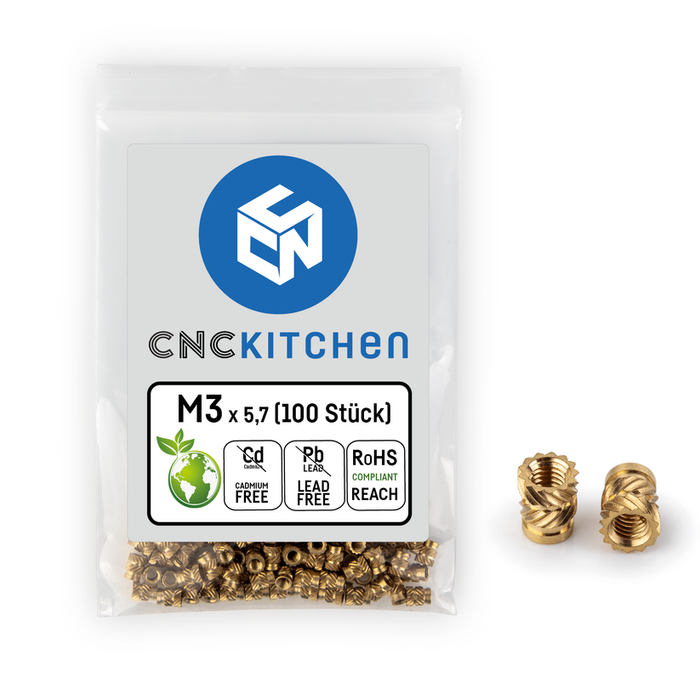 Lot 100 inserts M3x5.7 mm CNC Kitchen pour impression 3D