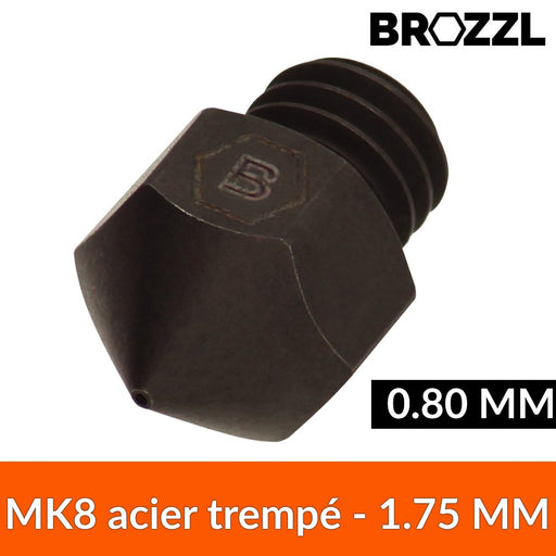 Buse 1.75 mm BROZZL MK8 acier trempé - 0,8 mm